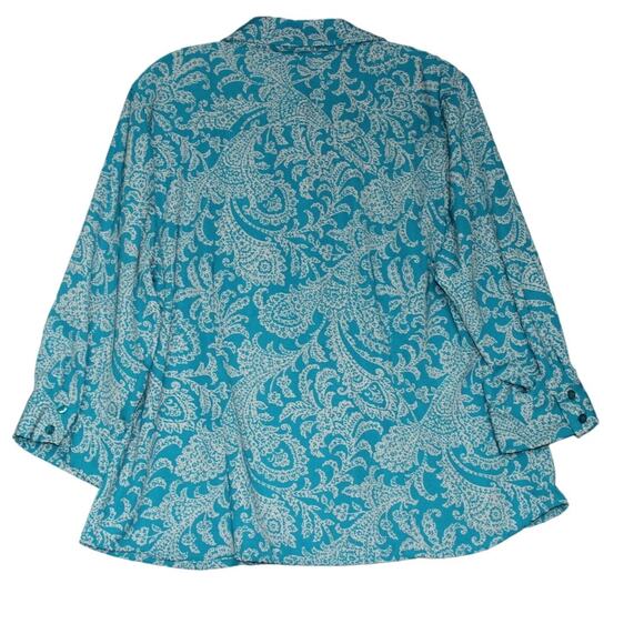 Laura Scott Petite XL‎ Women's Paisley Print Blouse Button Up 3/4 Sleeve - Picture 6 of 6